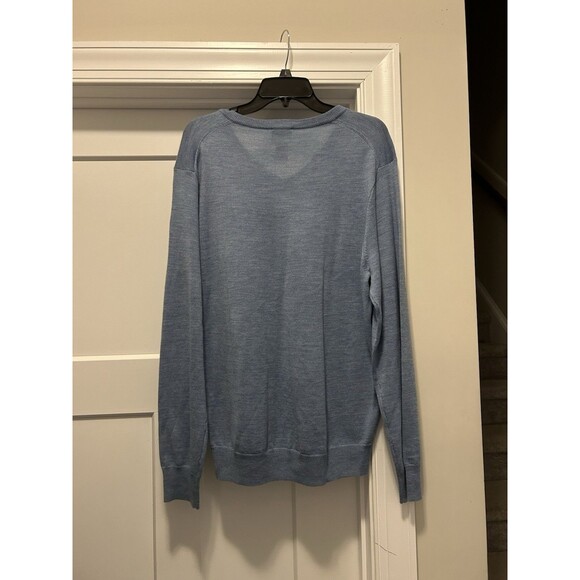 New Jos.A.Bank Size Large Soft 100% Merino Wool V-Neck Sweater Light Blue Preppy - Picture 5 of 5
